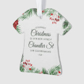 新しいホームウォーターカラーの初めてのクリスマス オーナメント (正面)