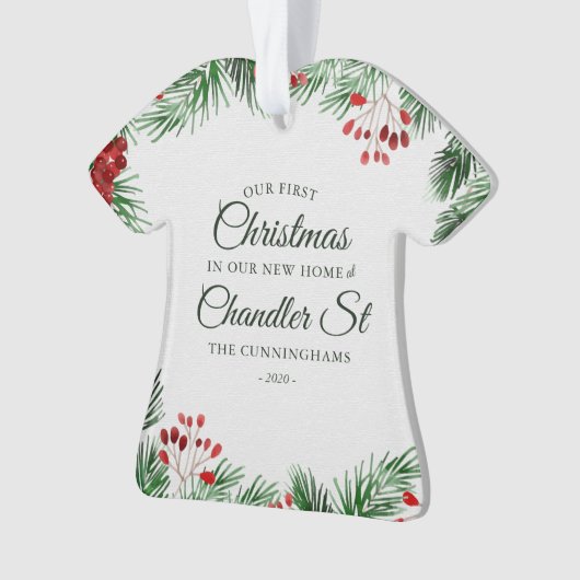 新しいホームウォーターカラーの初めてのクリスマス オーナメント (正面)