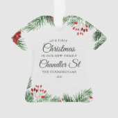 新しいホームウォーターカラーの初めてのクリスマス オーナメント (正面)