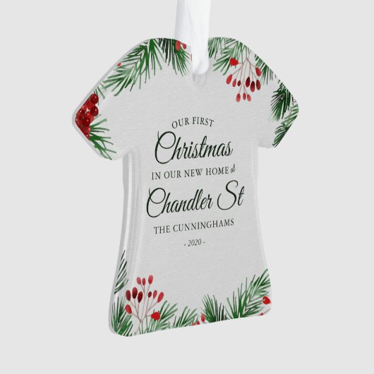 新しいホームウォーターカラーの初めてのクリスマス オーナメント (正面)