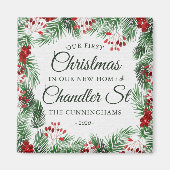 新しいホームウォーターカラーの初めてのクリスマス マグネット (正面)