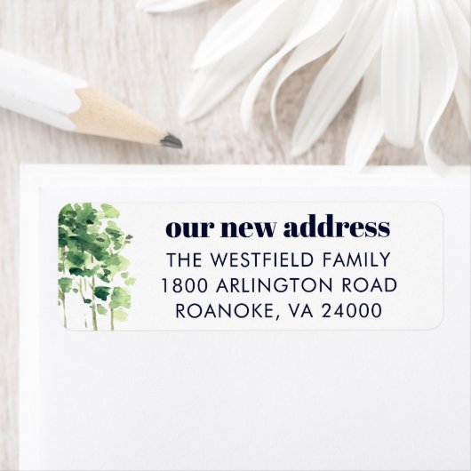 新しいホームウォーターカラーツリーズムービング差出人住所 ラベル (インサイチュ)