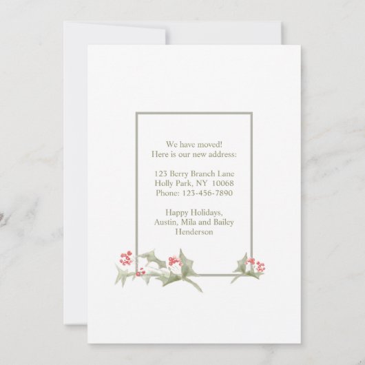 新しいホームウォーターカラーホリーワンフォトアドレスの変更 シーズンカード (裏面)