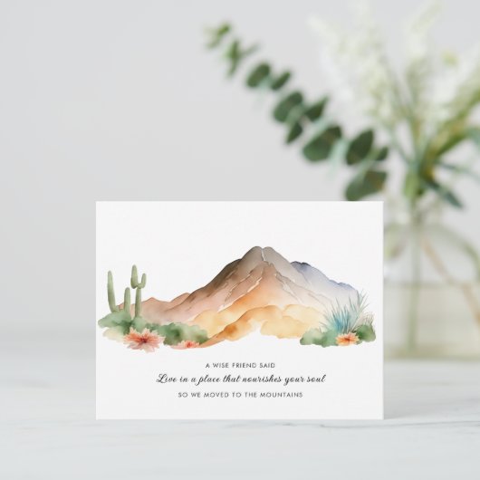 新しいホームウォーターカラーマウンテンサボテン移動 案内ポストカード (スタンド正面)