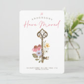 新しいホームウォーターカラーワイルドフラワーフローラヴィンテージ鍵 案内状 (スタンド正面)