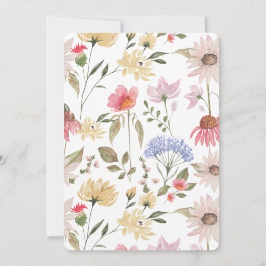 新しいホームウォーターカラーワイルドフラワーフローラヴィンテージ鍵 案内状 (裏面)