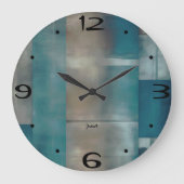 新しいホームウォールルームタイムズキュートブルーズグレーフェード ラージ壁時計 (正面)