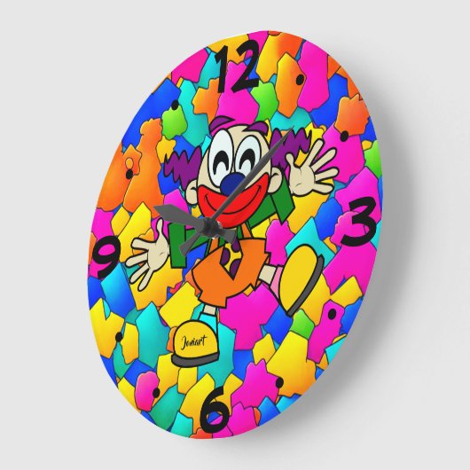 新しいホームウォールルームタイムピースカラフルピエロキッズ ラージ壁時計 (傾斜)
