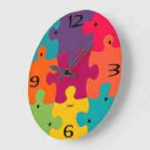 新しいホームウォール時計カラフルパズルピースLar ラージ壁時計 (傾斜)