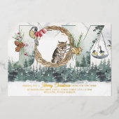 新しいホームウッドランドフォレストクリスマスムービングからの喜び 箔シーズンカード (正面)