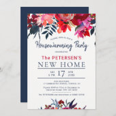 新しいホームエレガントフローラ引っ越し祝いパーティーパーティー招待状 (正面/裏面)