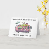 「新しいホームオンホイール」のおめでとう カード (黄色い花)