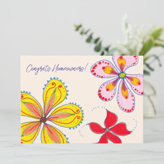 新しいホームオーナーズビッグ花おめでとうメッセージカード 招待状 (スタンド正面)