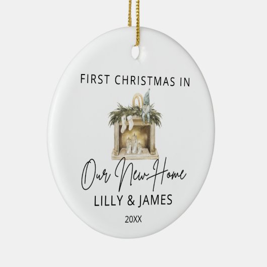 新しいホームオーナーファミリーの初めてのクリスマス セラミックオーナメント (右)