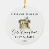 新しいホームオーナーファミリーの初めてのクリスマス セラミックオーナメント (正面)