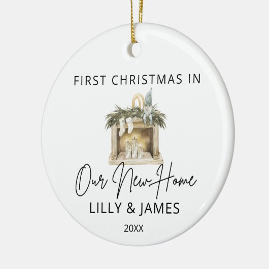 新しいホームオーナーファミリーの初めてのクリスマス セラミックオーナメント (左)