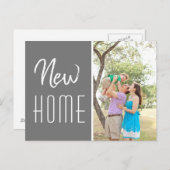 新しいホームカスタムファミリの写真灰色の移動 案内ポストカード (正面/裏面)