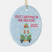 新しいホームカワイカーバンの初めてのクリスマス セラミックオーナメント (右)