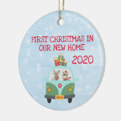 新しいホームカワイカーバンの初めてのクリスマス セラミックオーナメント (左)
