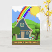 新しいホームカートゥーンハウスグリーティングカード カード (黄色い花)