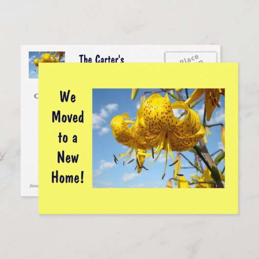 新しいホームカードに移動された新しいアドレスポストカード 案内ポストカード (正面/裏面)