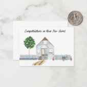 新しいホームカードの水彩画おめでとうございます ノートカード (正面/裏面インサイチュ)