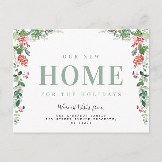新しいホームクリスマスのお知らせはがき ポストカード (正面)