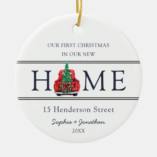 新しいホームクリスマスの初めてのクリスマスモダン セラミックオーナメント (正面)