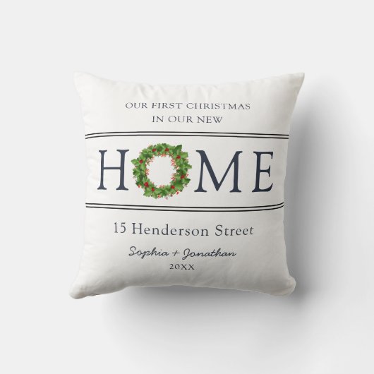 新しいホームクリスマスの初めてのクリスマス クッション (裏面)