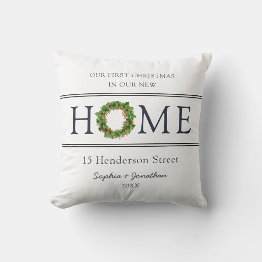 新しいホームクリスマスの初めてのクリスマス クッション (正面)