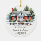 新しいホームクリスマスの初めてのクリスマス セラミックオーナメント (正面)