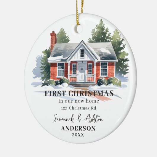 新しいホームクリスマスの初めてのクリスマス セラミックオーナメント (左)