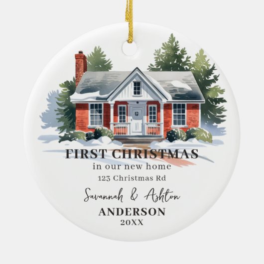 新しいホームクリスマスの初めてのクリスマス セラミックオーナメント (裏面)