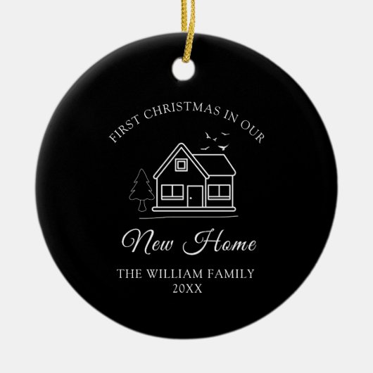 新しいホームクリスマスの初めてのクリスマス セラミックオーナメント (正面)