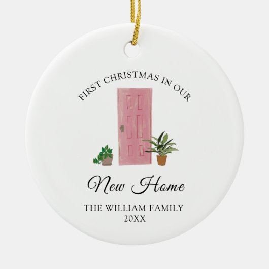 新しいホームクリスマスの初めてのクリスマス セラミックオーナメント (正面)