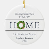新しいホームクリスマスの初めてのクリスマス セラミックオーナメント (裏面)