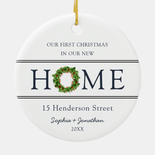 新しいホームクリスマスの初めてのクリスマス セラミックオーナメント (裏面)
