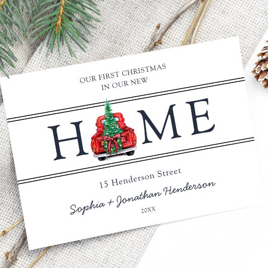 新しいホームクリスマスの初めてのクリスマス ポストカード