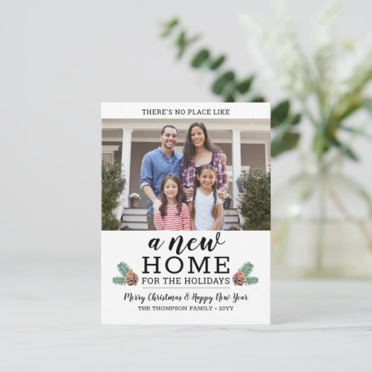 新しいホームクリスマスアドレスモダン変更1枚の写真 シーズンポストカード (スタンド正面)