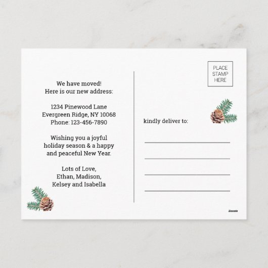 新しいホームクリスマスアドレスモダン変更1枚の写真 シーズンポストカード (裏面)