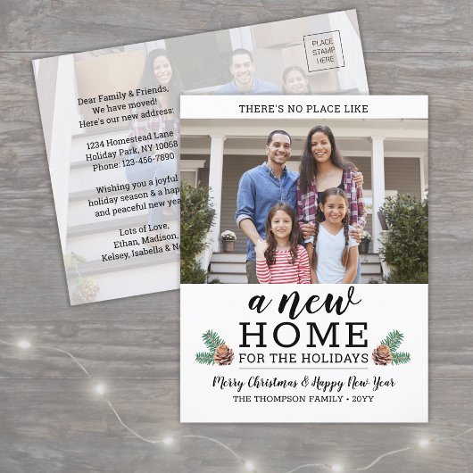 新しいホームクリスマスアドレス変更モダン2写真 シーズンポストカード