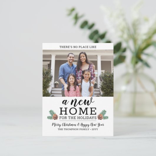 新しいホームクリスマスアドレス変更モダン2写真 シーズンポストカード (スタンド正面)