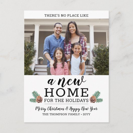 新しいホームクリスマスアドレス変更モダン2写真 シーズンポストカード (正面)