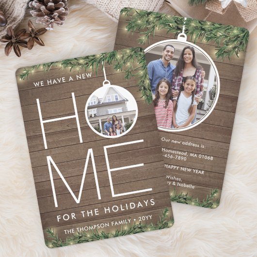 新しいホームクリスマスオーナメントウッド&ライト2写真 シーズンカード