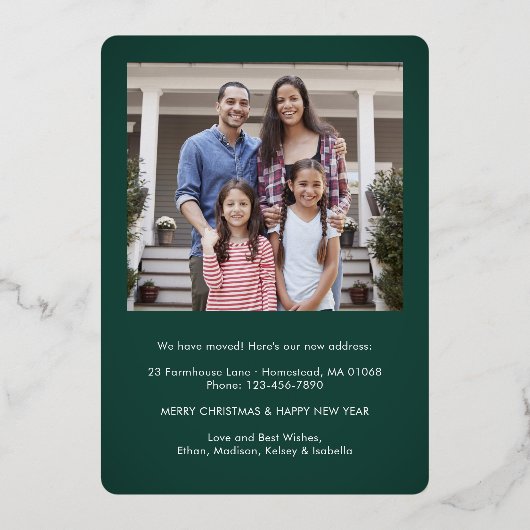 新しいホームクリスマスオーナメントダークグリーン2写真 箔シーズンカード (裏面)