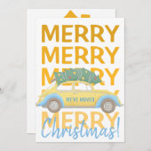 新しいホームクリスマスツリーの車のモダン休日を移動 案内状 (正面/裏面)