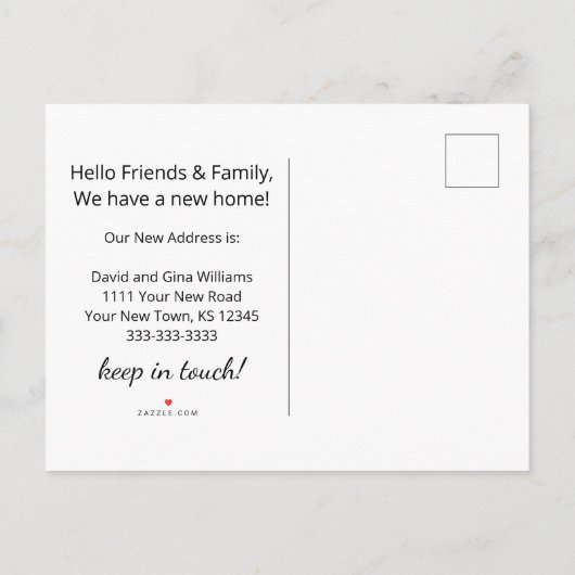 新しいホームクリスマスツリー金ゴールドスクリプトの移動 案内ポストカード (裏面)