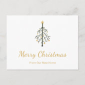 新しいホームクリスマスツリー金ゴールドスクリプトの移動 案内ポストカード (正面)