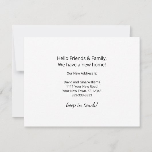 新しいホームクリスマスツリー金ゴールドスクリプトの移動 案内状 (裏面)