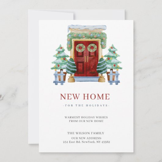 新しいホームクリスマスドア新しいアドレス移動 シーズンカード (正面)